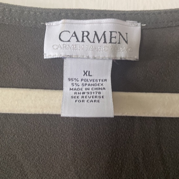 Olive green tunic top with silver blackish buttons detailing bottom - Picture 2 of 3